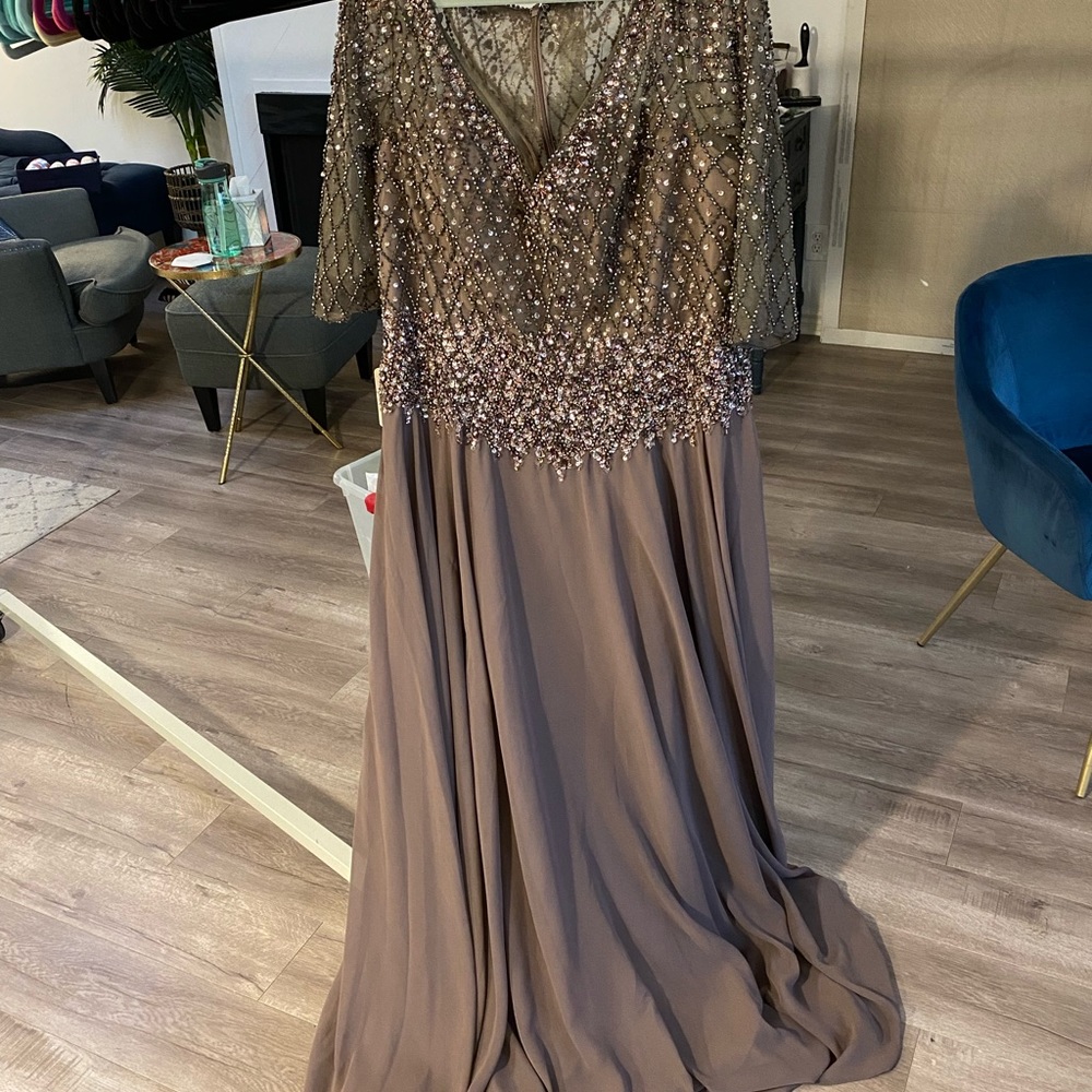 Long, beaded formal dress